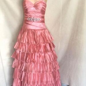 PINK PRINCESS PROM DRESS WITH GEMS BY TONY BOWLS